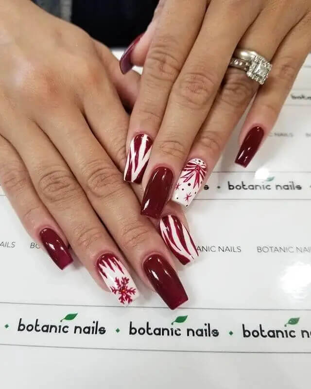 Animal Print Matte Burgundy Nails For The Holidays