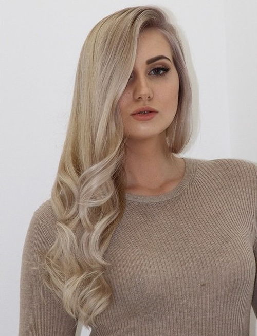 Ash Blonde Hair in Side Downdo