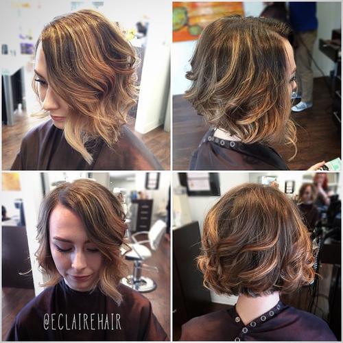 Asymmetrical Wavy Bob hairstyle for women