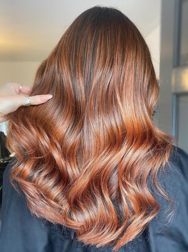 Auburn Red Highlights on Brunette Hair