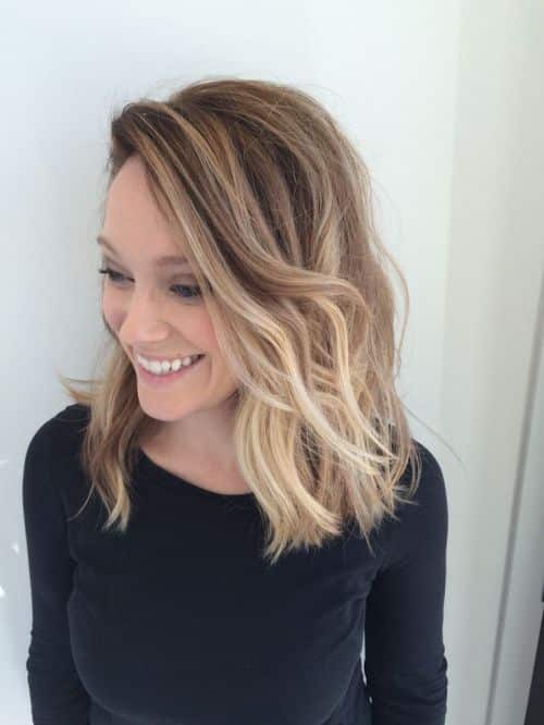 Balayage blonde ombré long bob