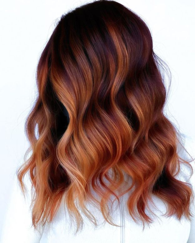 Balayage Idea with Natural Shades of Red