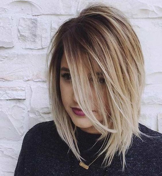 Balayage Ombre Lob Haircut Ideas - Girl Hairstyle for Thick Hair