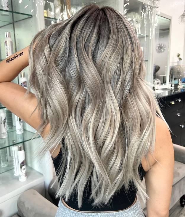 Beige Blonde Look with Silver Ends