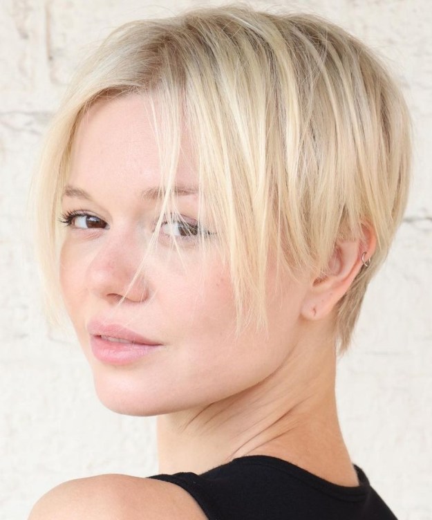 Blonde Pixie with Long Front Layers