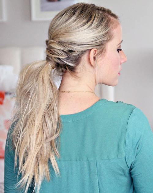 blonde tousled ponytail