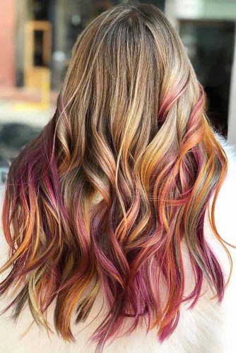 Blonde With Pastel Red Highlights #blondehair #redhair #highlights