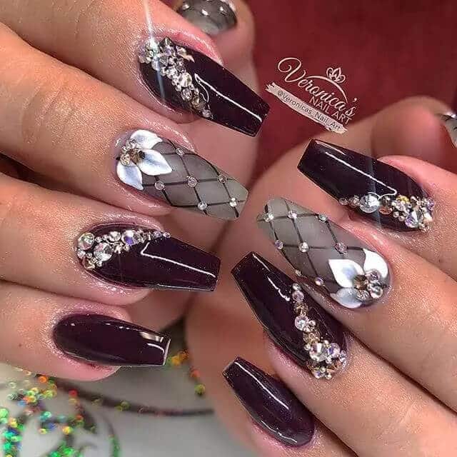 Blooming Burgundy Nails