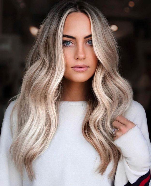 Blue Eyes and Pearl Blonde Highlights