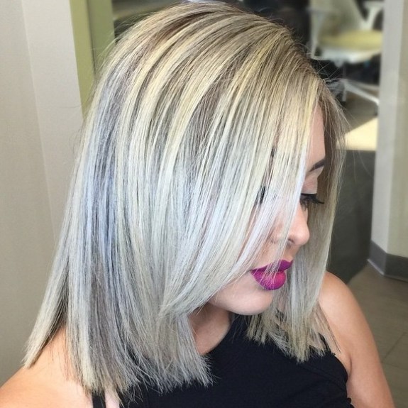 Blunt Ash Blonde Lob