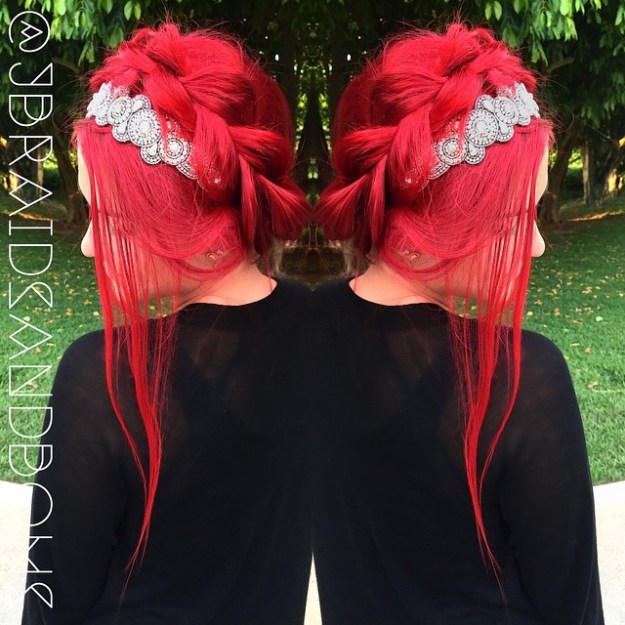 Braided Crimson Updo