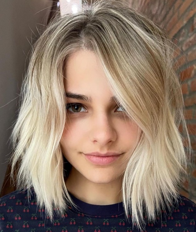 Bright Blonde Bob with Root Shadow
