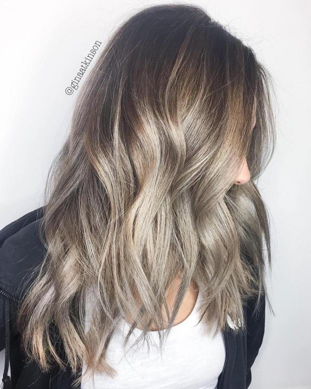 Brown Choppy Hair With Ash Blonde Balayage