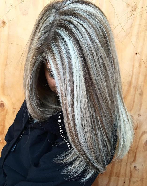 Brown Hair With Silver Highlights