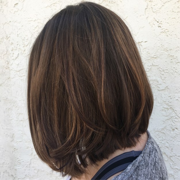 Brunette Lob with Long Layers