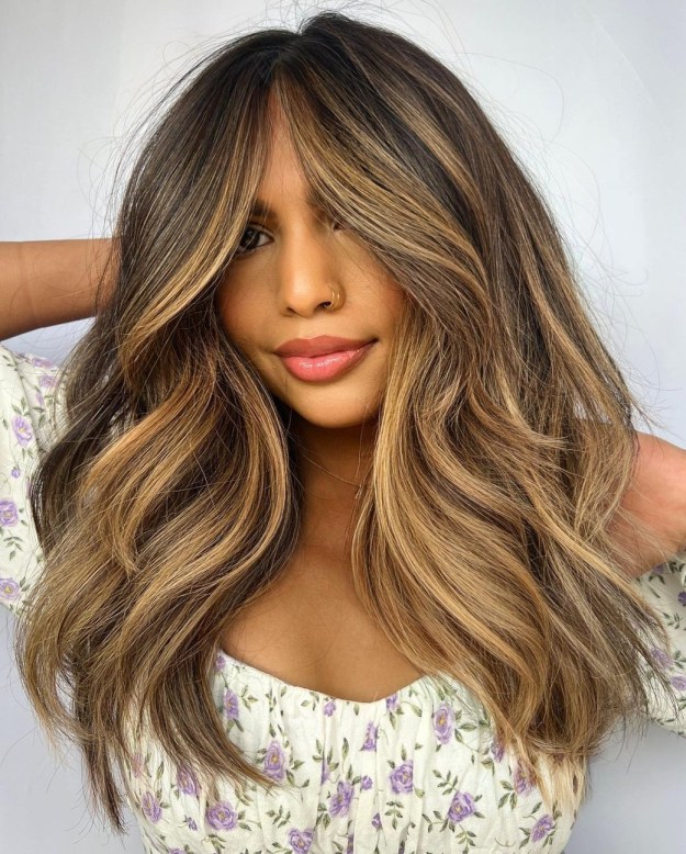 Brunette with Blonde Front Highlights