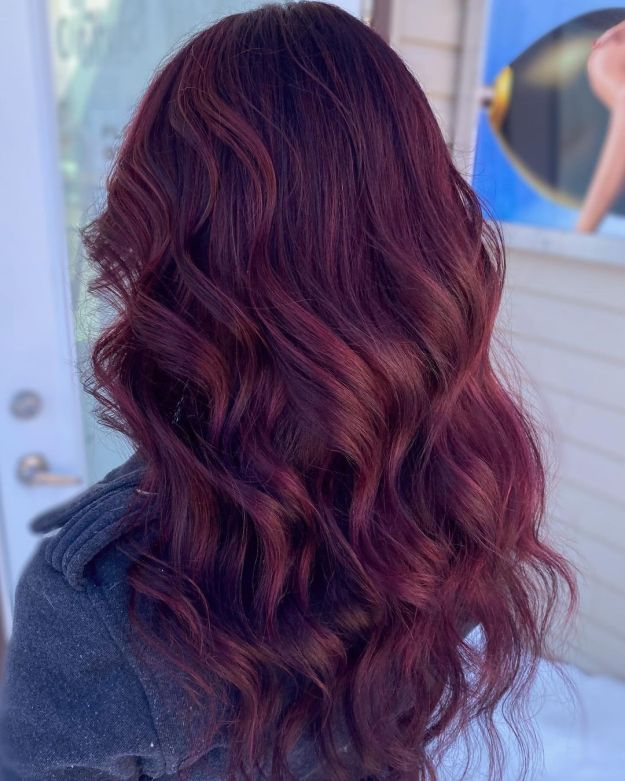 Burgundy Balayage with Black Underlayer