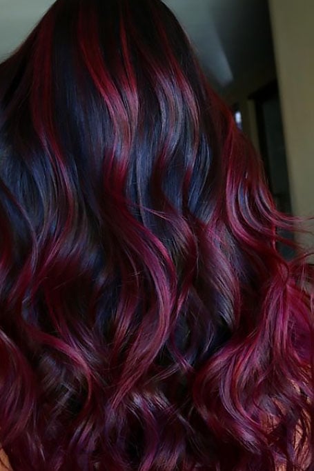 Burgundy Curly Hair