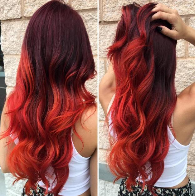 Burgundy To Red Ombre