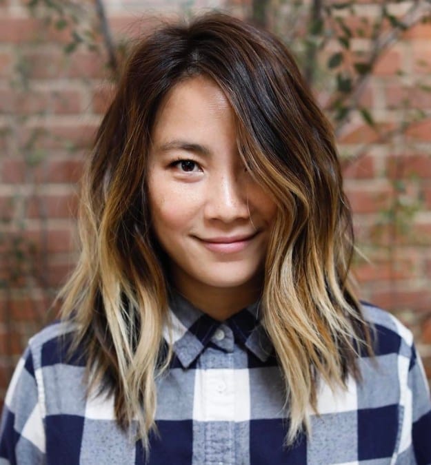 Choppy Blonde Balayage Long Bob