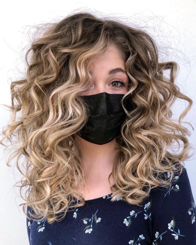 Curly Hair with Blonde Highlights