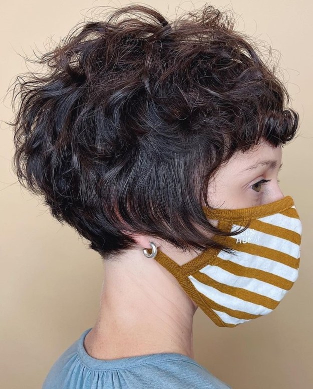 Curly Pixie Bob with Short Curly Bangs