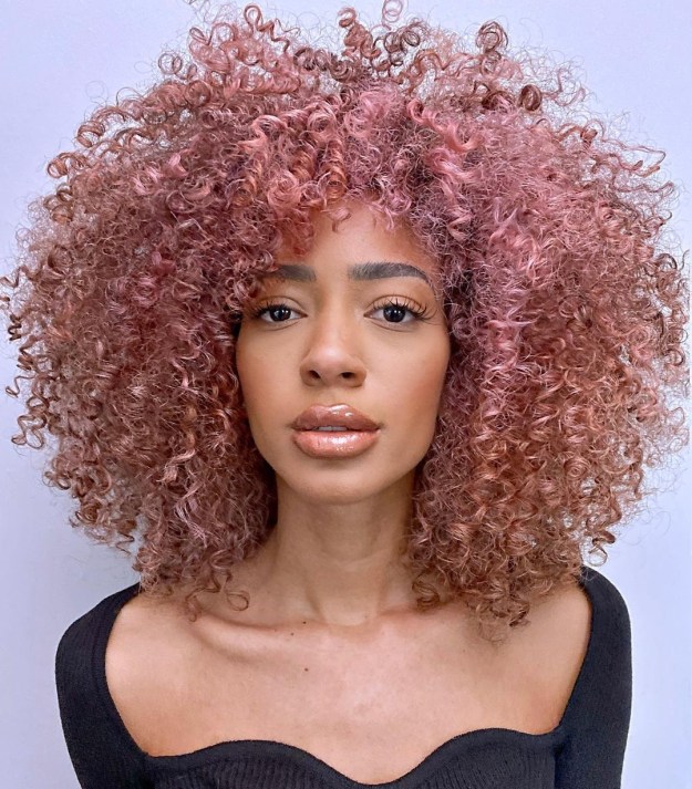 Curly Rose Gold Hair