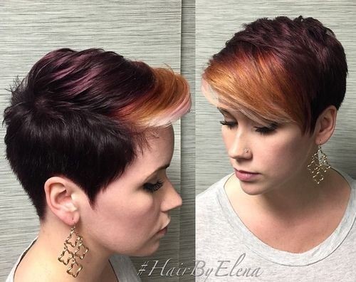 Cute, Pixie Haircut with Bangs - Ombre Balyage Highlight