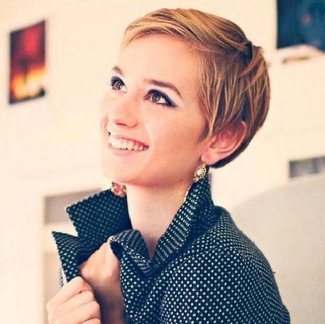 Cute short sleek pixie cut for women