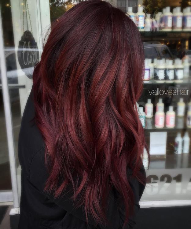Dark Burgundy Hair With Highlights