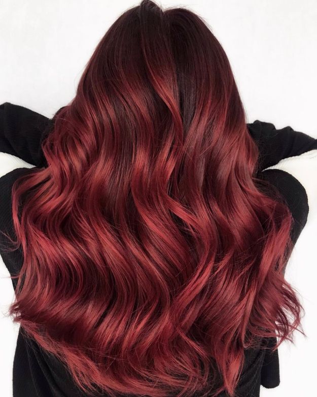 Dark Red Balayage Hair
