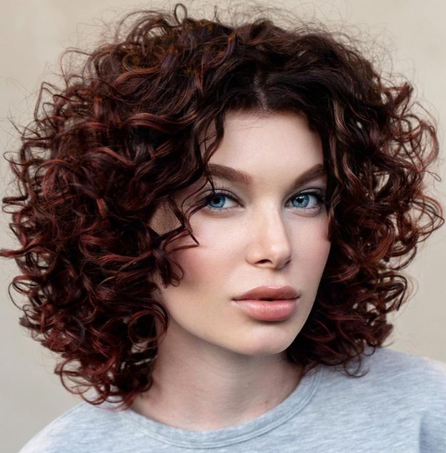 Dark Red Brown Hue on Naturally Curly Hair