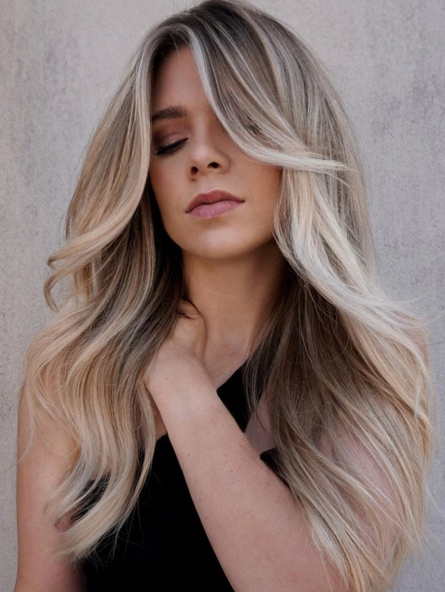 Dark Roots Blonde Hair Layers Hairstyle