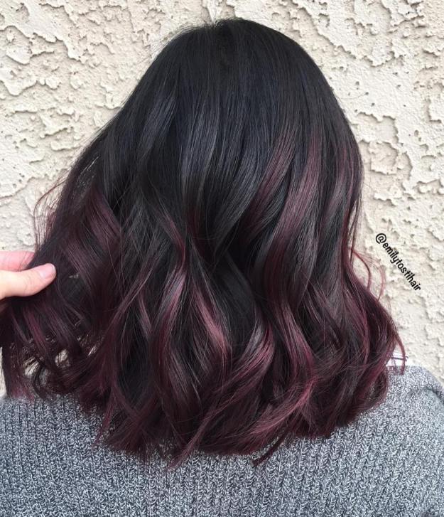 Deep Burgundy Highlights For Black Hair