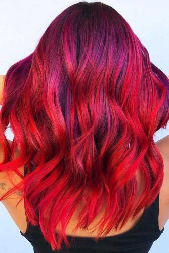 Fiery Magenta On Purple #redhair #highlights