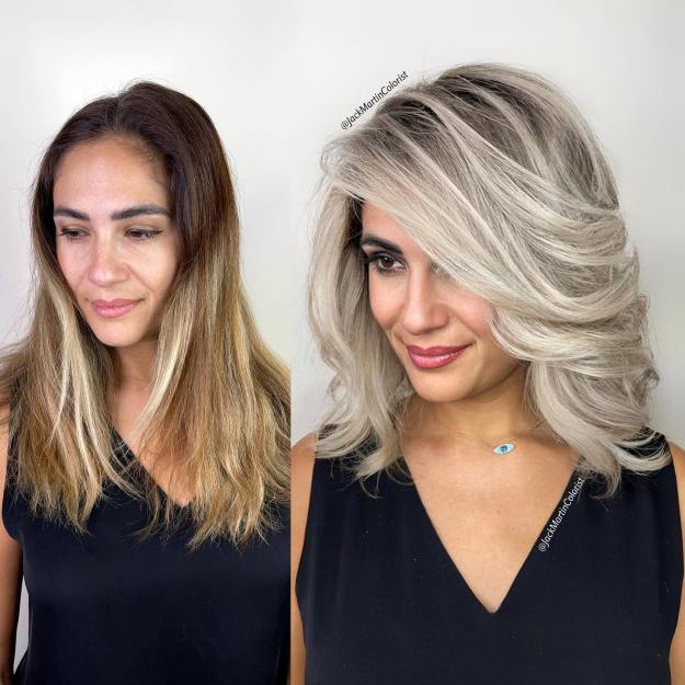 Icy Ash Blonde Makeover Before and After