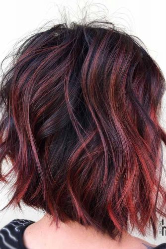 Intense Violet Red Highlights #brunette #redhair #highlights
