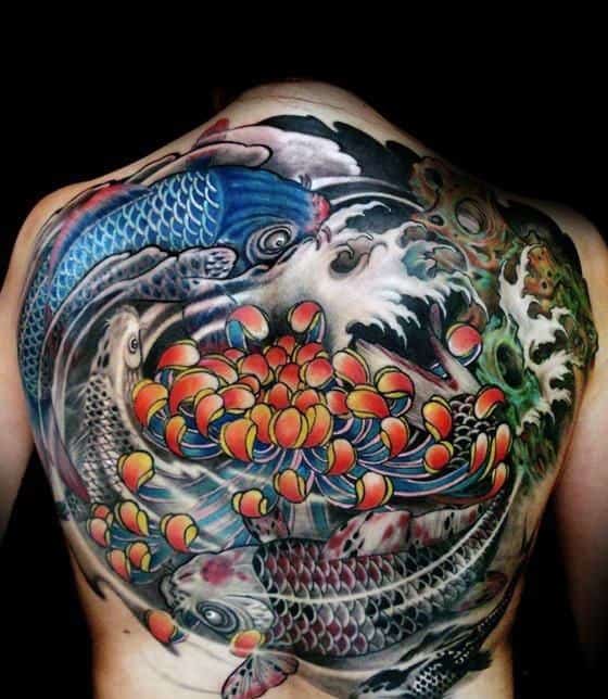 Koi Fish Back Tattoo
