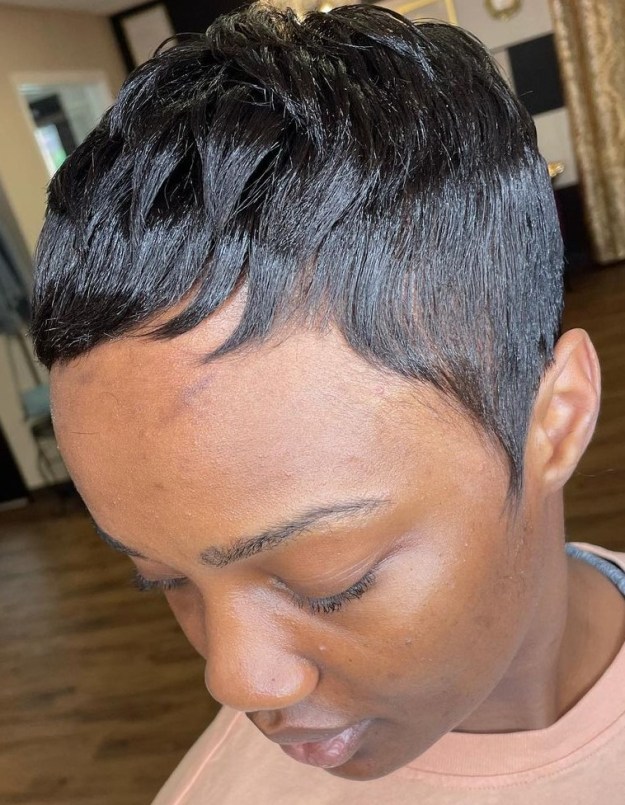 Layered Black Pixie Haircut