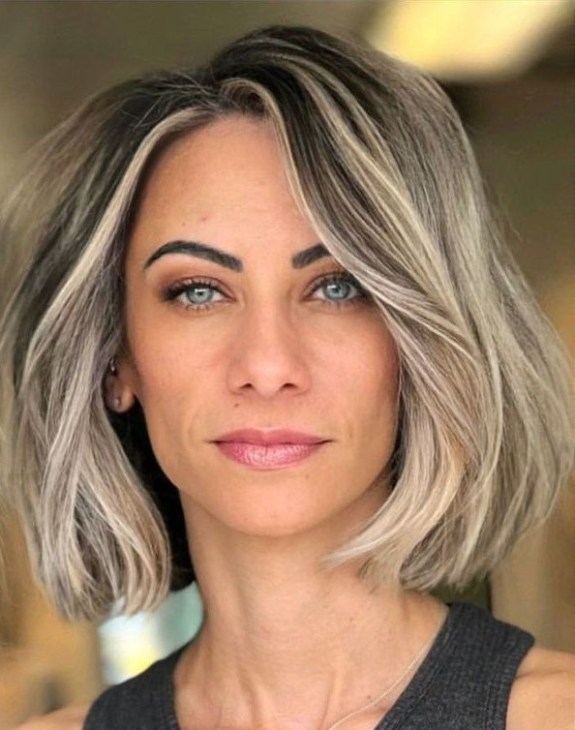 Light Blonde Hair with Dark Roots Hairstyle for Black Hair