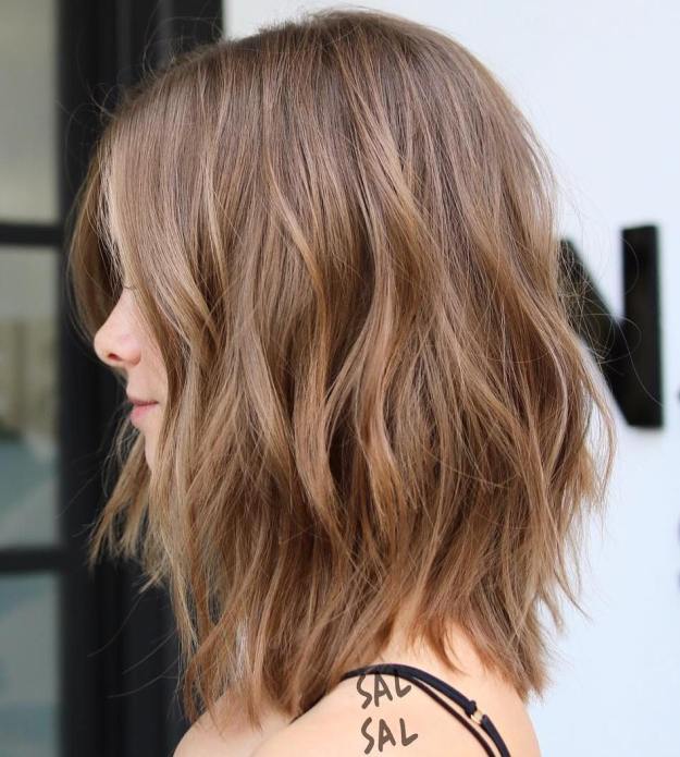 Light Brown Layered Long Bob