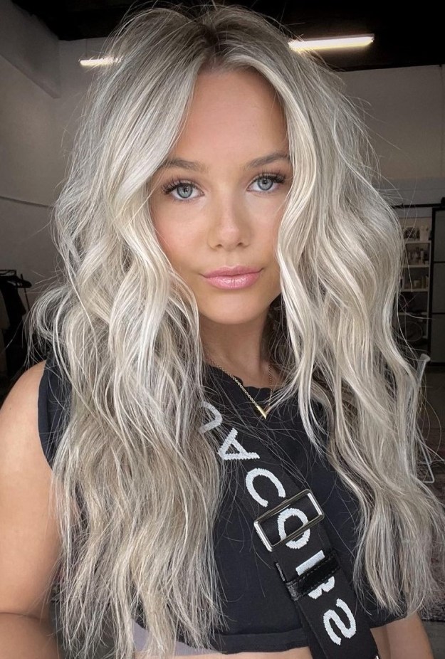 Long Blonde Hair with Cool Tone Highlights and Lowlights