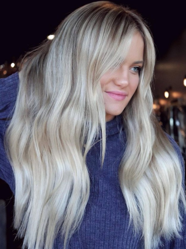 Long Blonde Hairstyle with Face Framing Layers