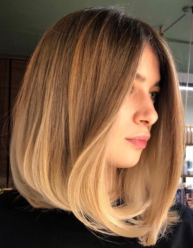 Long Bob Ombre Hair Color Idea