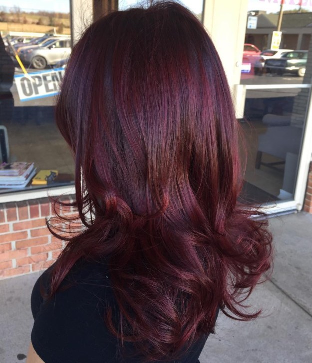 Long Bright Burgundy Hair