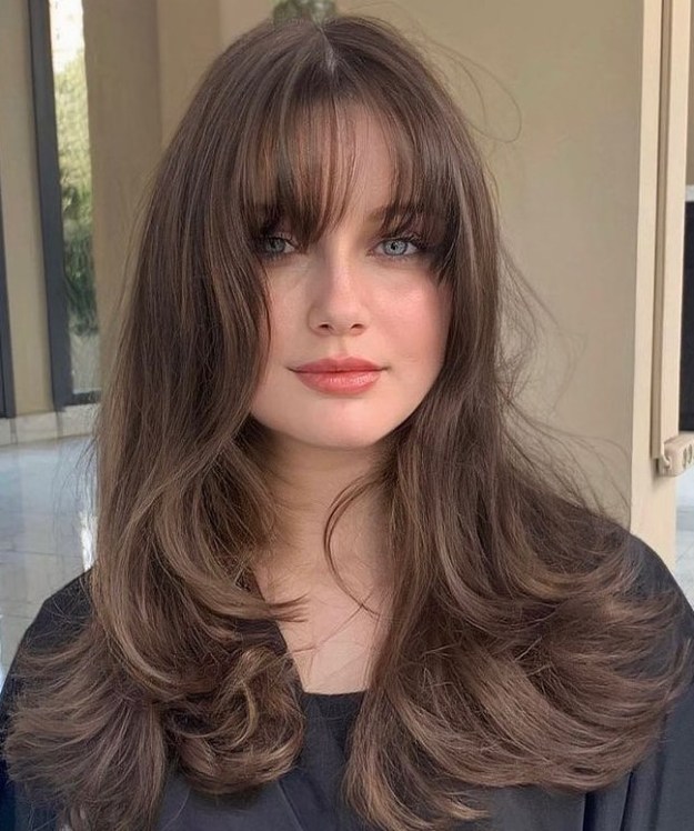Long Layered Cut with See Through Bangs