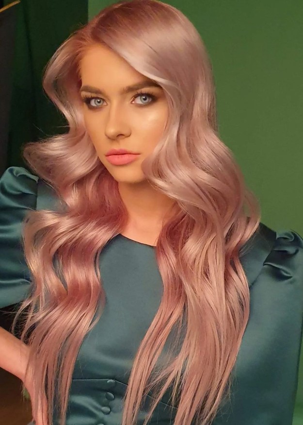 Long Sleek Rosy Blonde Hair