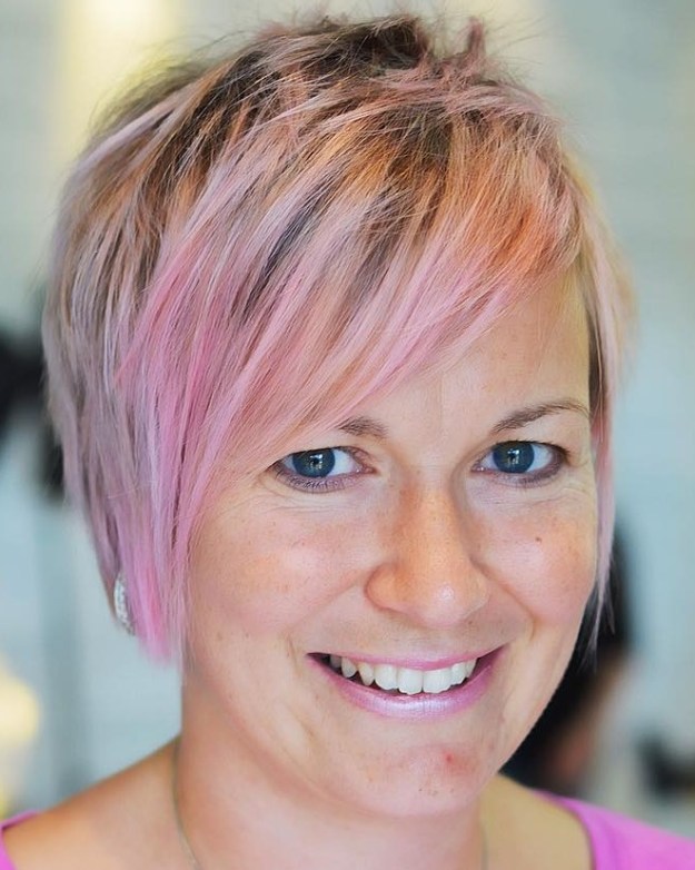 Long Textured Pixie with Pink Highlights
