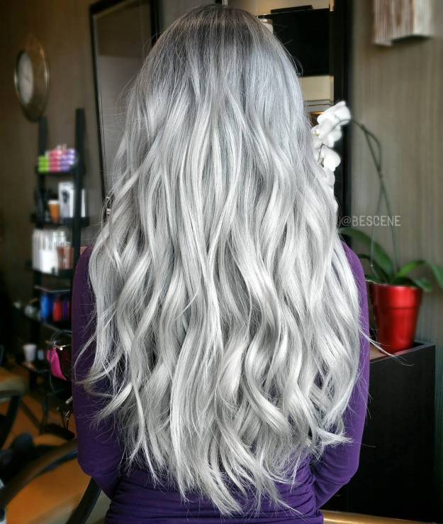 Long Wavy Gray Hairstyle