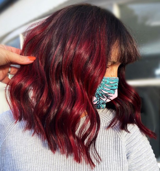 Low Maintenance Red Balayage for Dark Hair